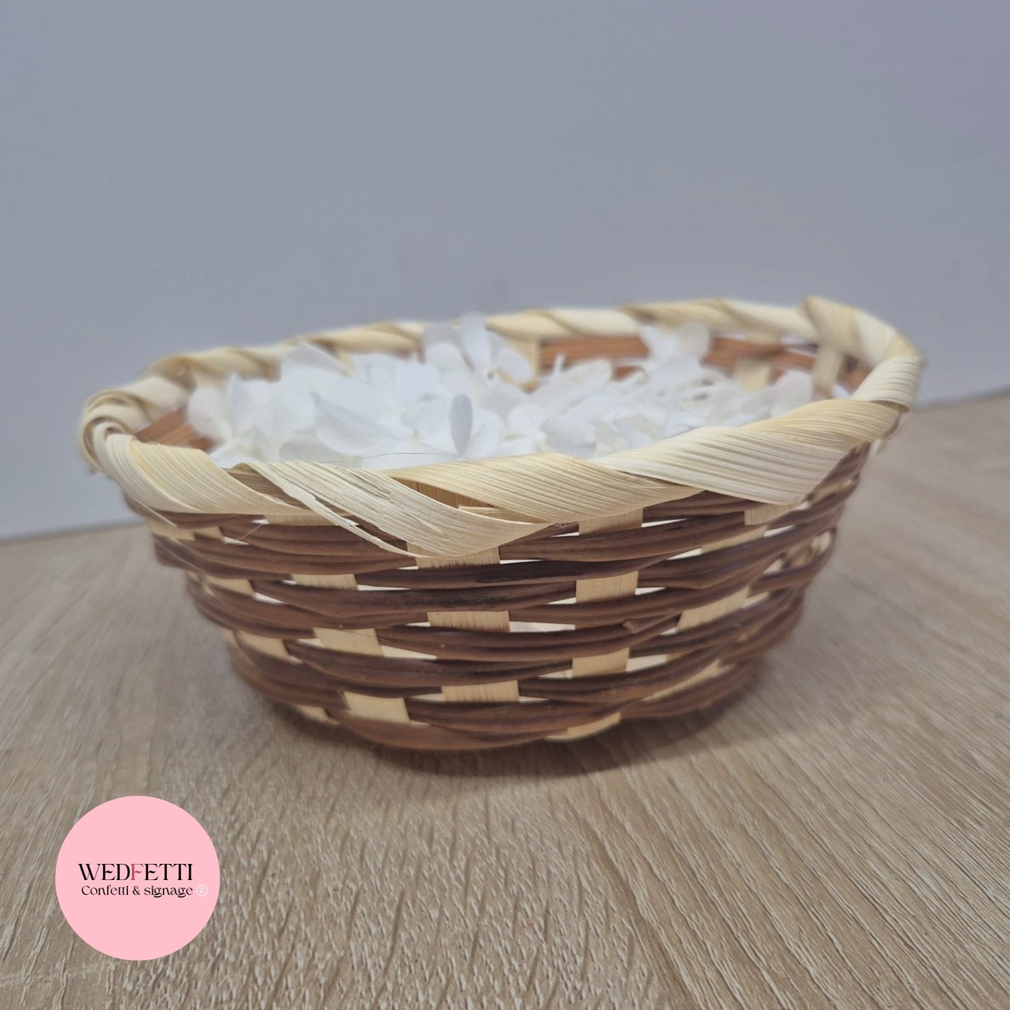 Small Round Bamboo Confetti Basket