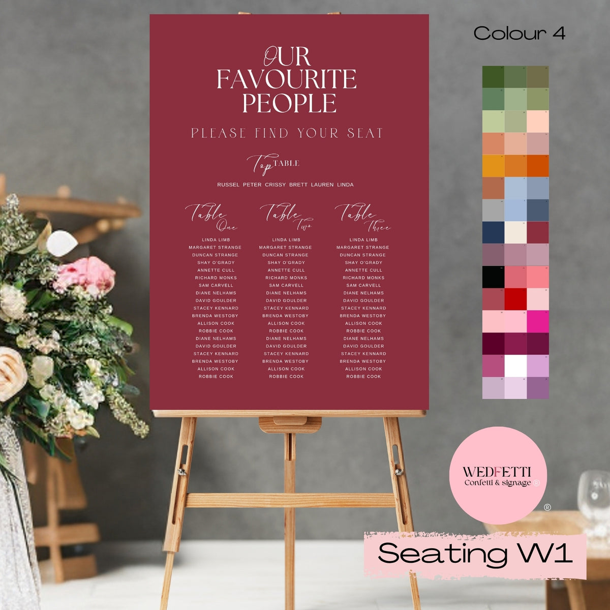 Large signage - Order of service - W1/4