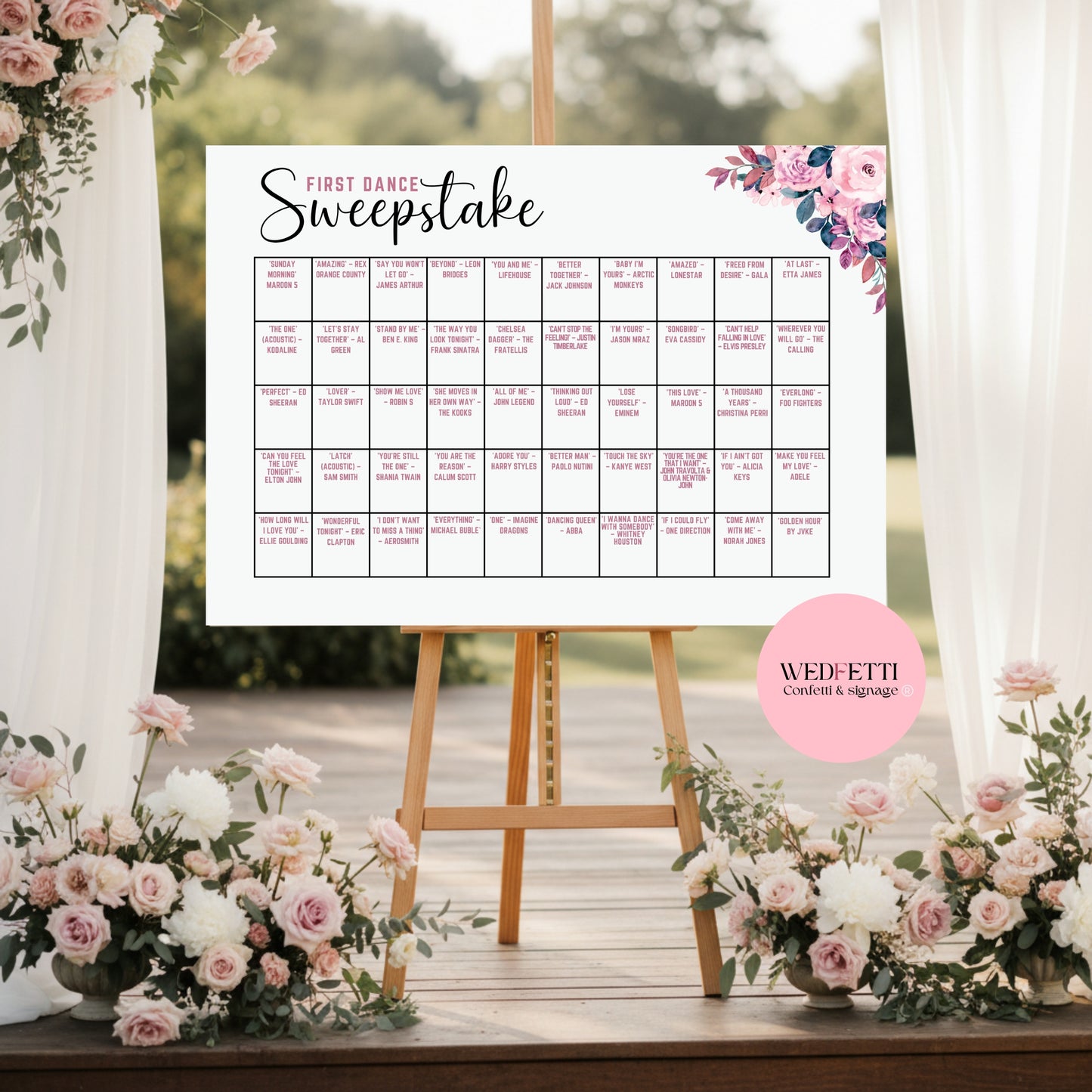 Sweepstake board A0 A1 A2 - Pinks