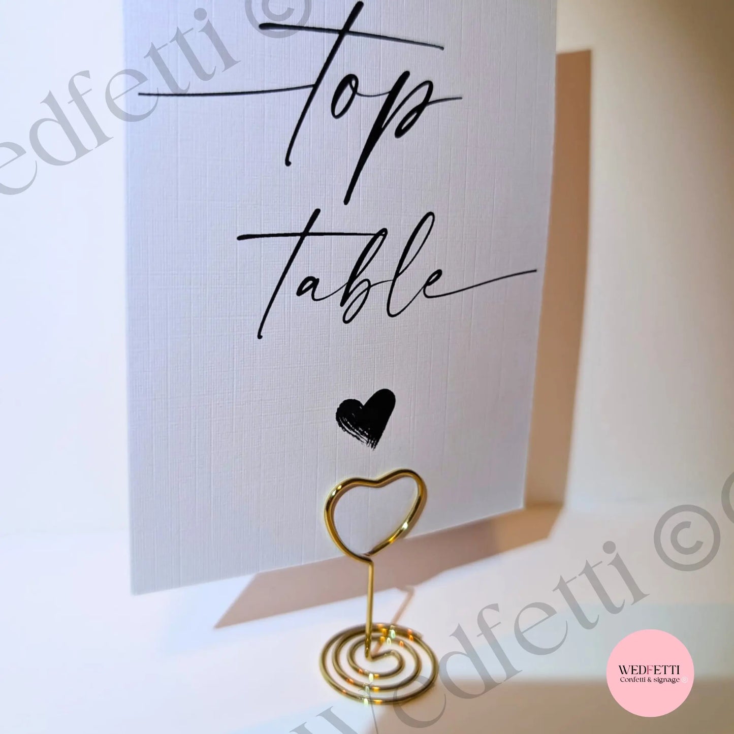 Gold heart sign stand WedFetti