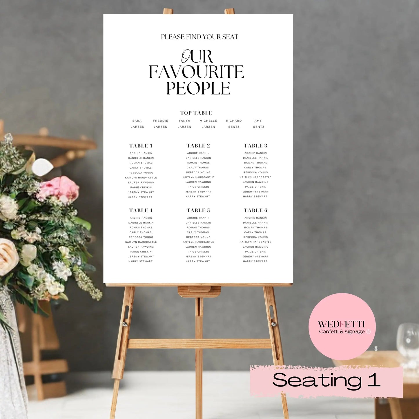Seating plan - Our favorite people WedFetti