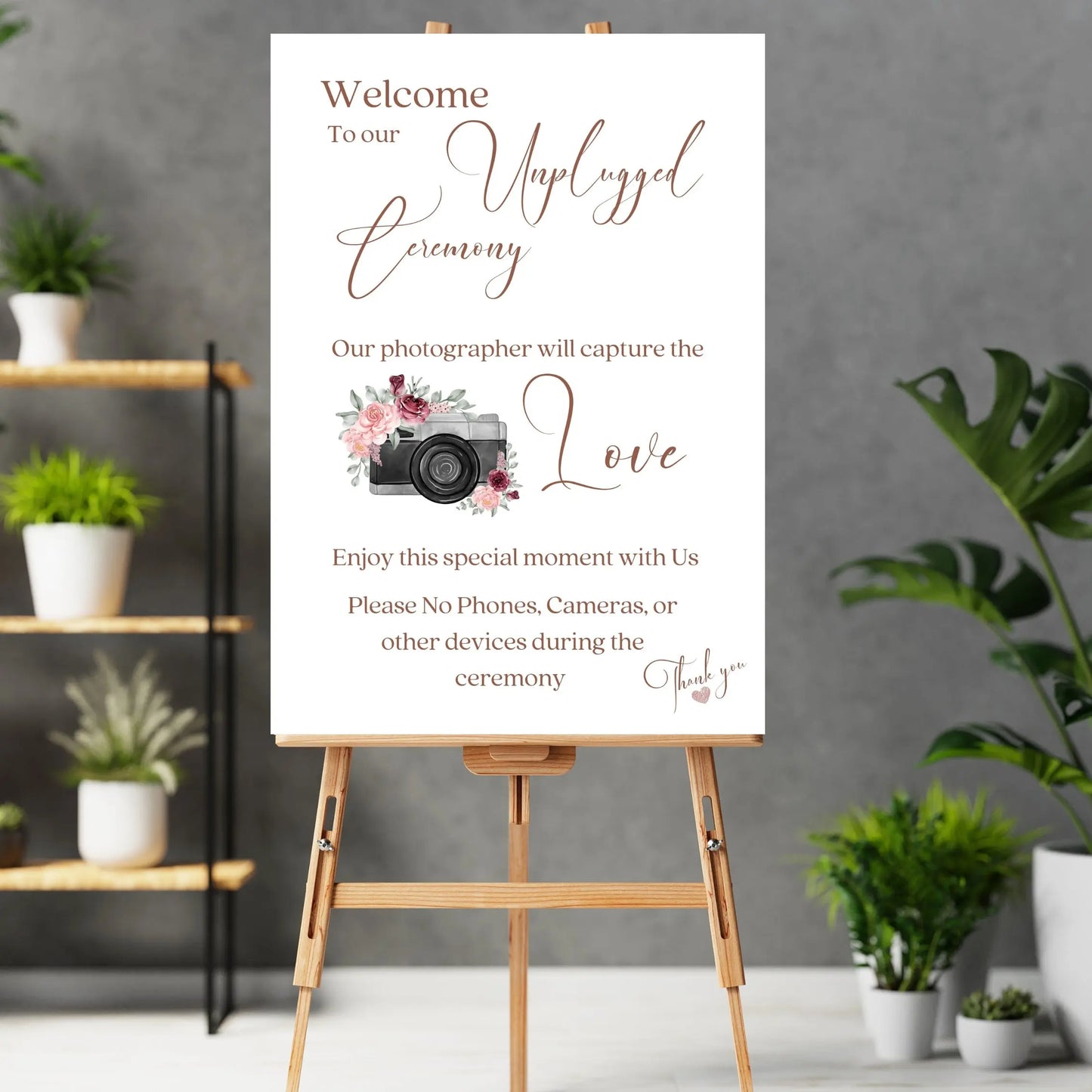 Unplugged ceremony sign - Sarah's Collection WedFetti