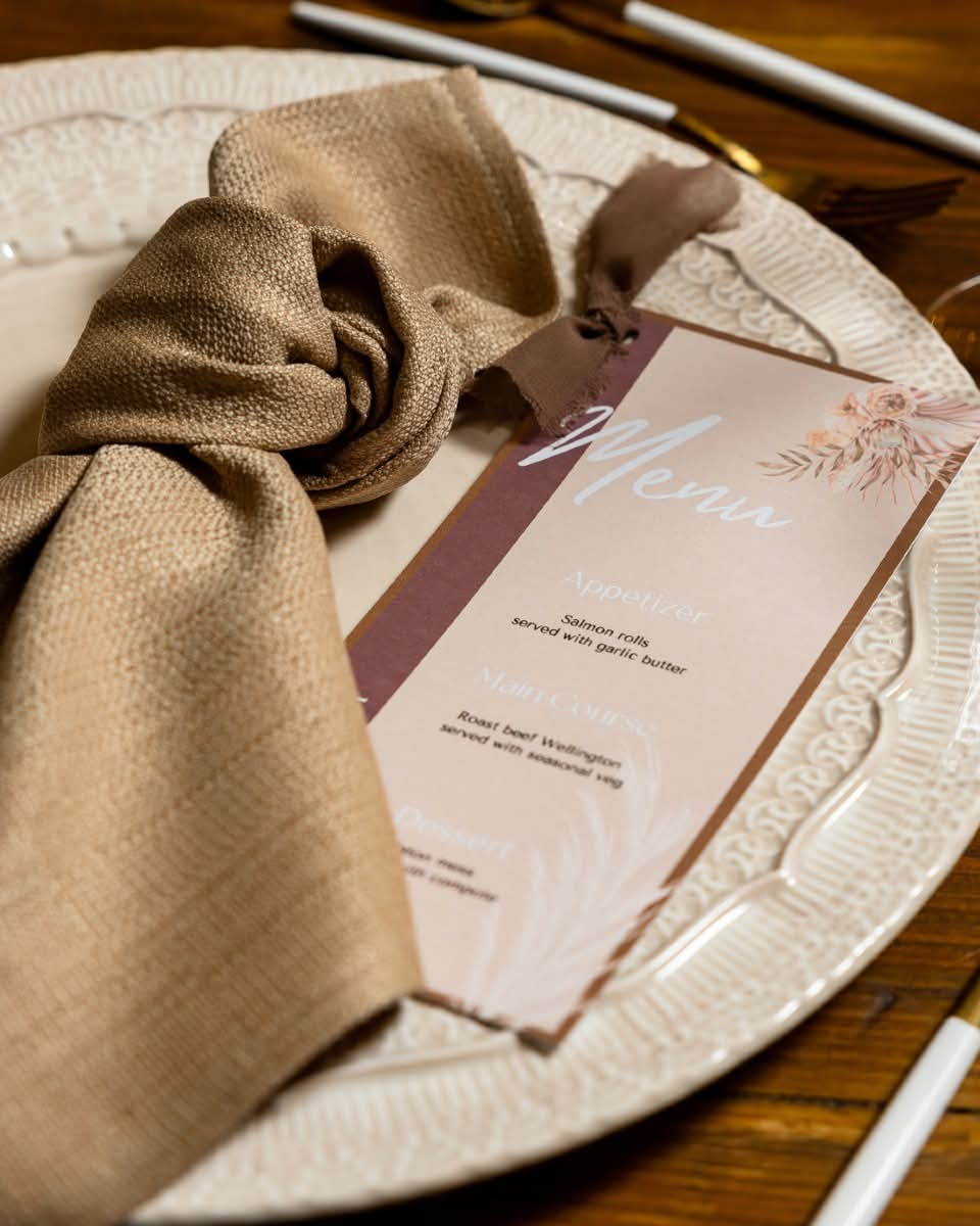 Menus - all styles - customisations available - WedFetti Confetti & Signage 