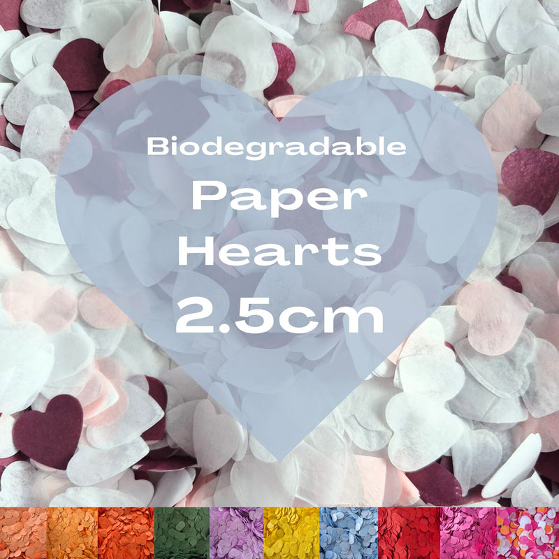 Biodegradable Confetti Hearts 2.5cm - WedFetti Confetti & Signage 