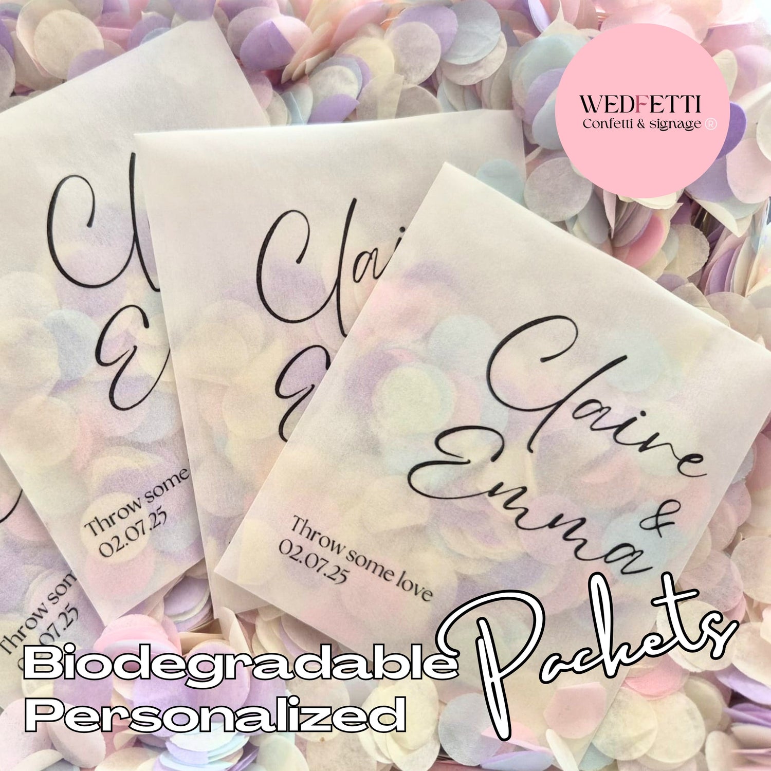 Personalized Confetti packets - WedFetti Confetti & Signage 