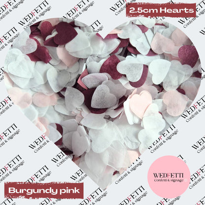 Biodegradable paper Confetti hearts - Burgundy Pink