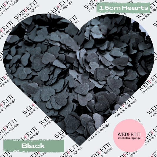 Paper Confetti hearts 1.5cm - Black