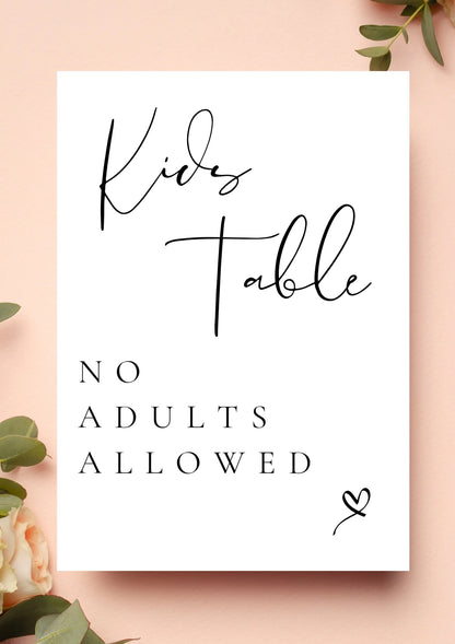Kids table no adult rule WedFetti