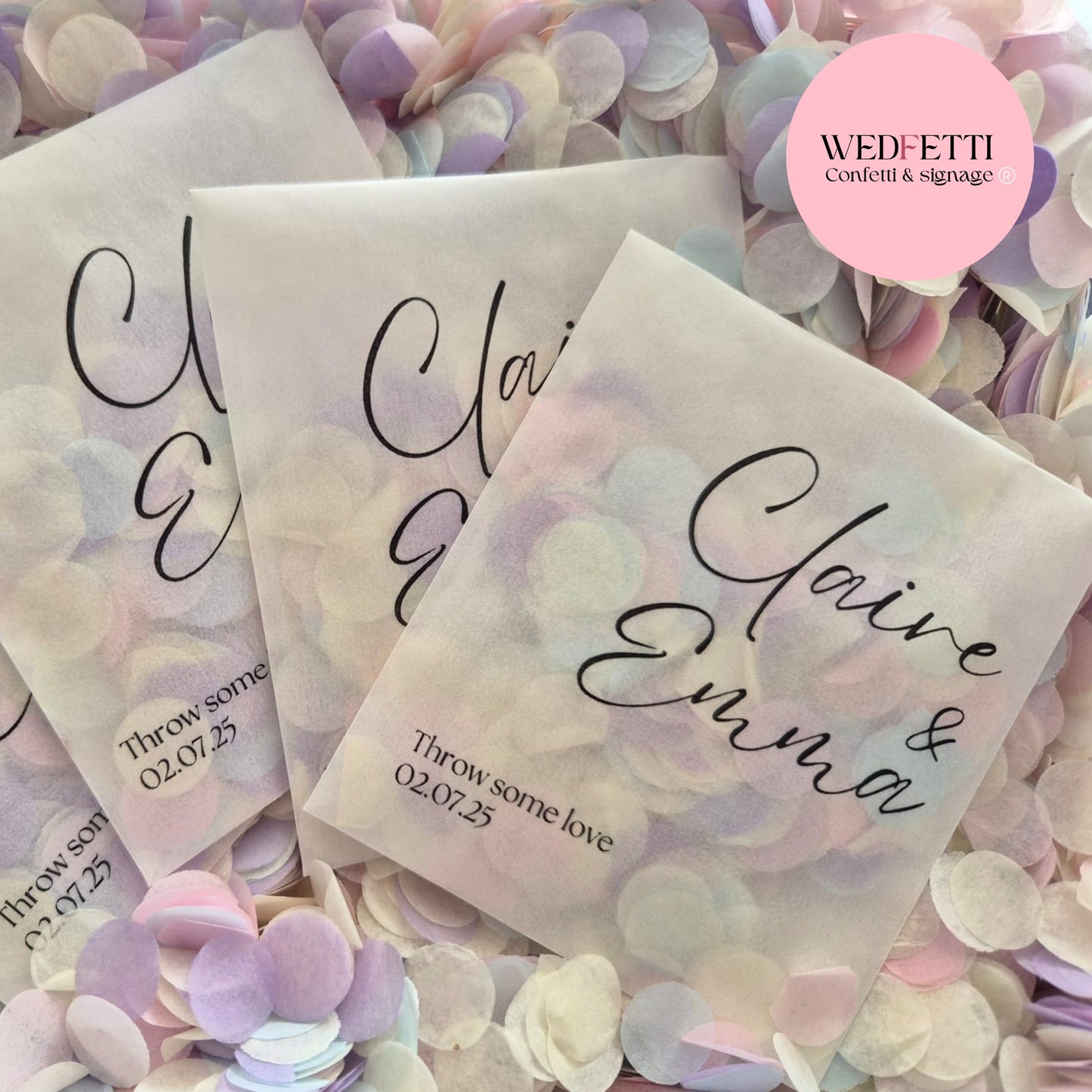 Biodegradable Confetti packets - Plain & B&W (Confetti purchased separately)