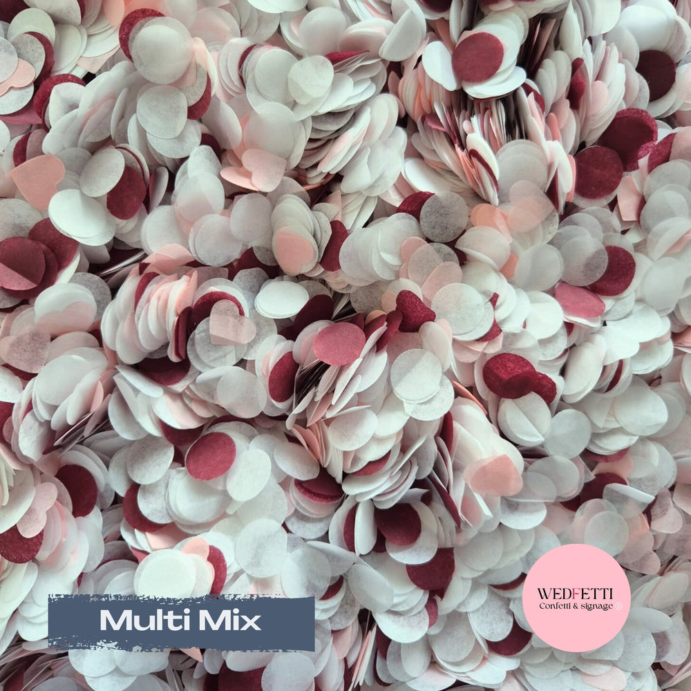 Multi mix Biodegradable paper Confetti - Burgundy Light Pink White