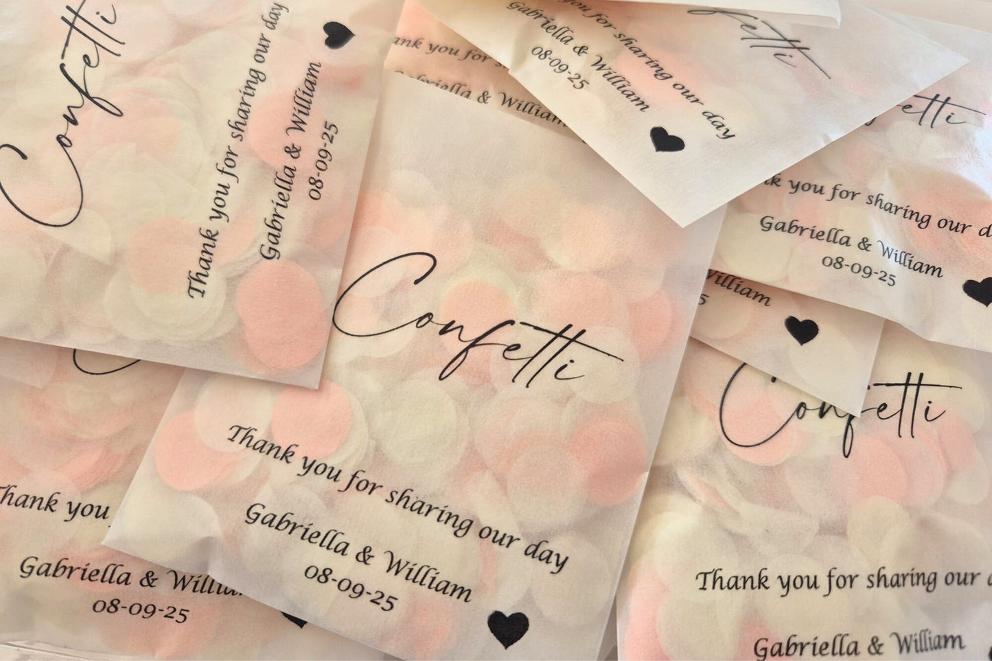 Biodegradable Confetti packets - Plain & B&W (Confetti purchased separately)