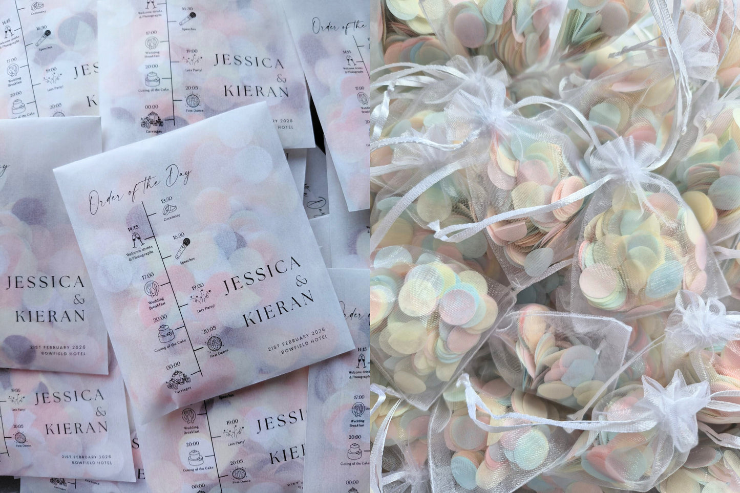 Biodegradable Confetti packets - Plain & B&W (Confetti purchased separately)