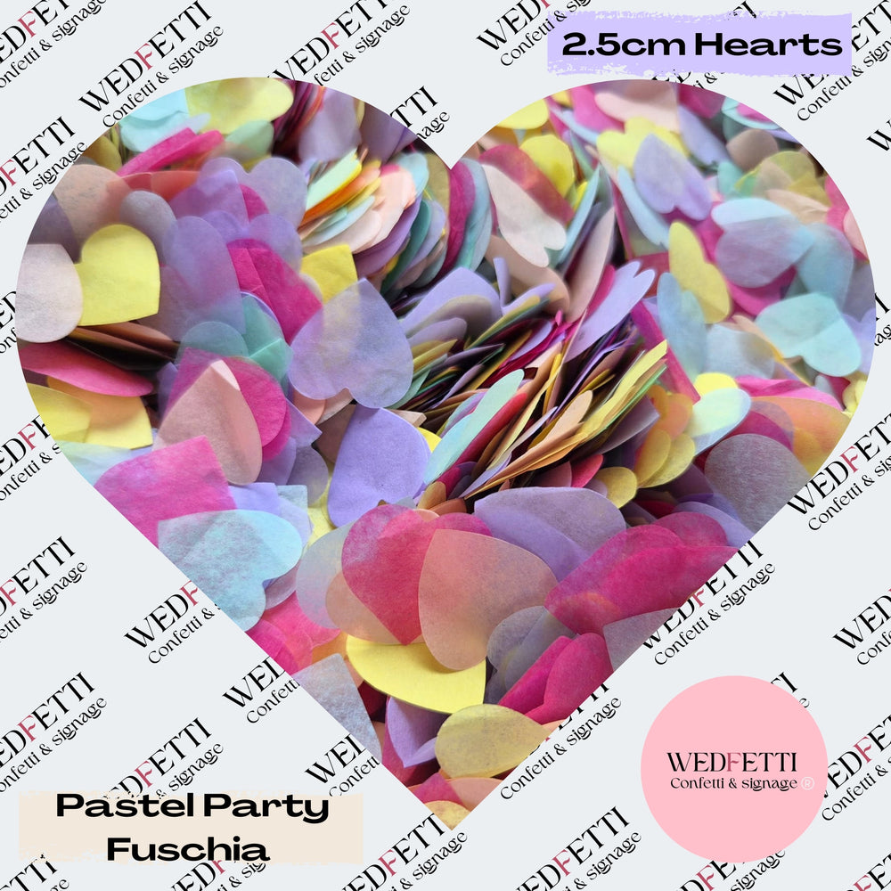 Biodegradable paper Confetti hearts - Pastel Party Fuschia