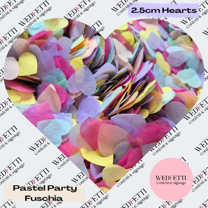 Biodegradable paper Confetti hearts - Pastel Party Fuschia