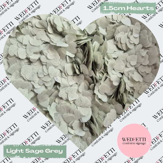 Paper Confetti hearts 1.5cm - Light Sage Grey