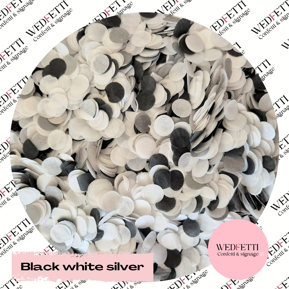 Slow falling paper Confetti - black white Silver
