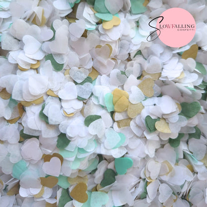 Paper Confetti hearts 1.5cm - Sage Gold