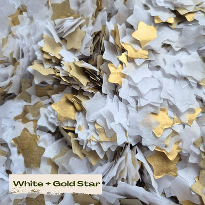 Biodegradable paper Stars - Wedding White + Gold