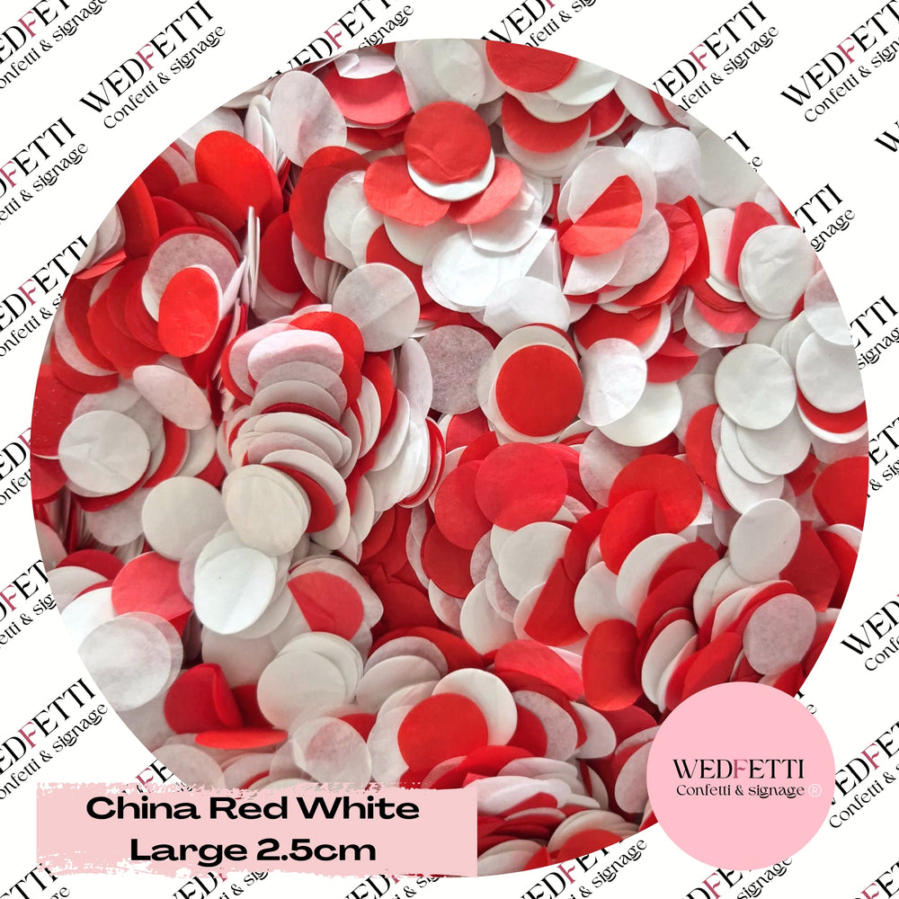 Circles Large 2.5cm Biodegradable - China Red White