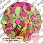 Circles Large 2.5cm Biodegradable - Fuschia Yellow Lime