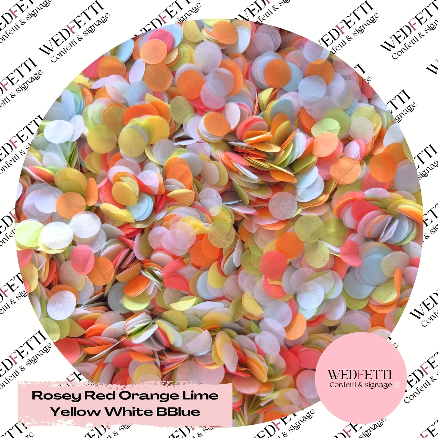 Slow falling paper Confetti - Rosey Red Orange Lime Yellow White BBlue