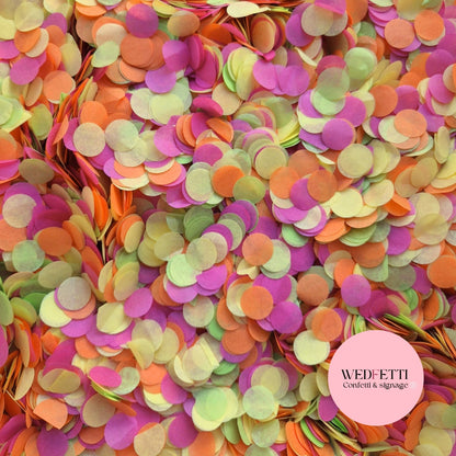 Slow falling paper Confetti - Fuschia Orange Yellow Lime