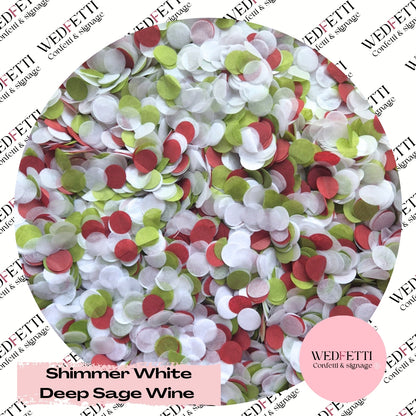 Slow falling paper Confetti - Shimmer White Deep Sage Wine