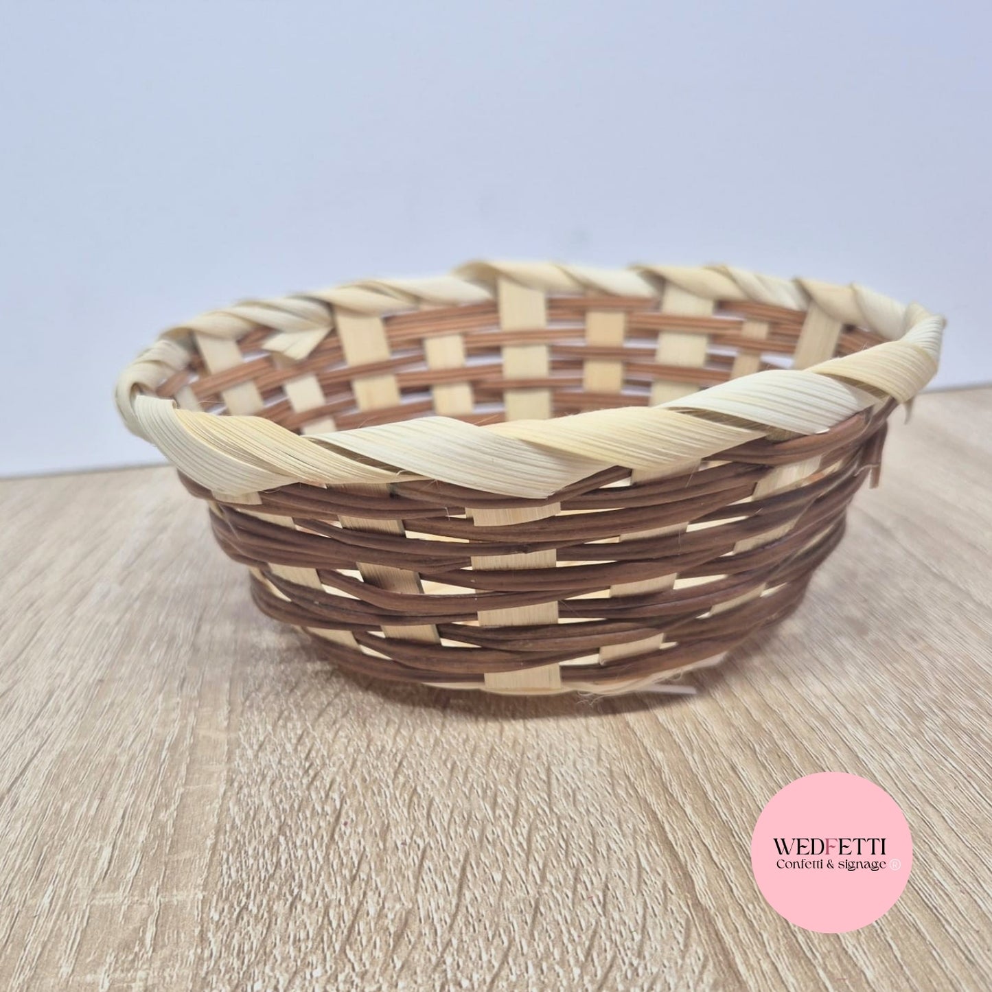 Small Round Bamboo Confetti Basket