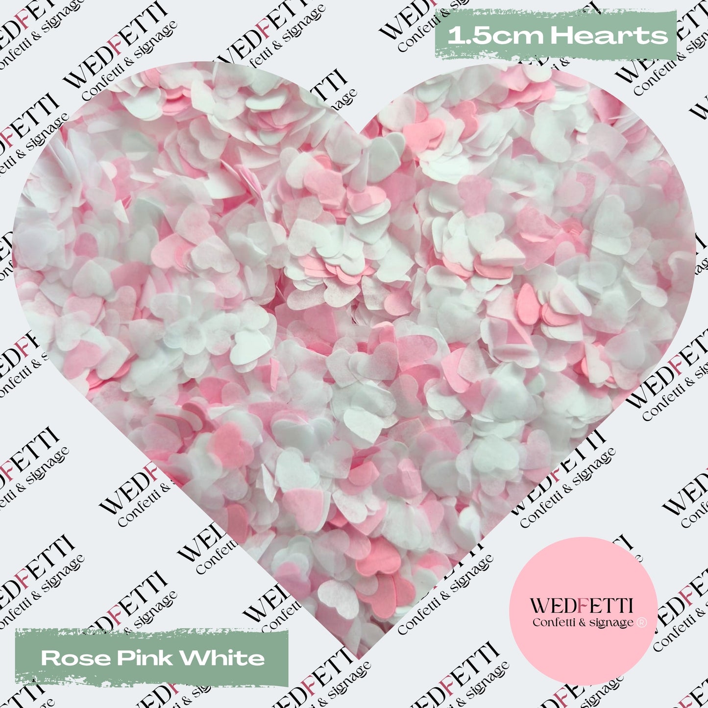 Paper Confetti hearts 1.5cm - Rose Pink White