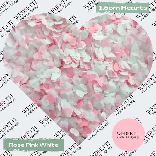 Paper Confetti hearts 1.5cm - Rose Pink White