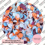 Circles Large 2.5cm Biodegradable -  Burnt Orange Plum Burgundy DB White