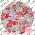 Circles Large 2.5cm Biodegradable - Light Ivory lavender 2 Red White