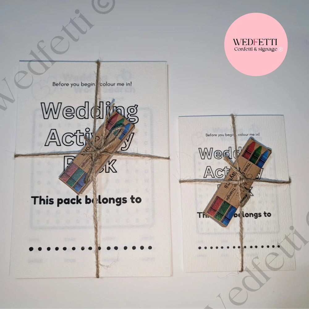 Kids Wedding style activity packs + Crayons WedFetti