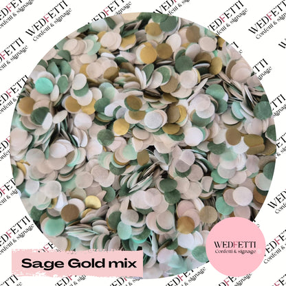 Biodegradable confetti Slow falling paper -  Sage Gold mix