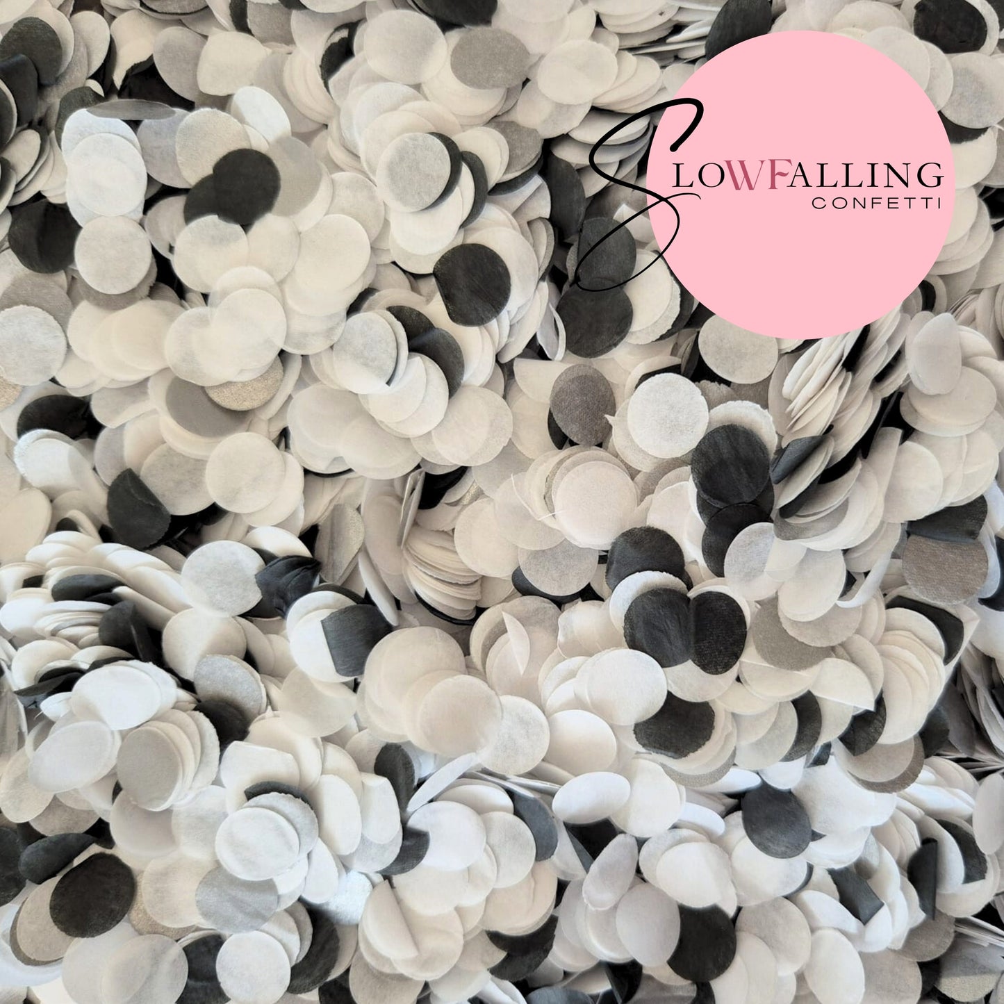 Slow falling paper Confetti - black white Silver