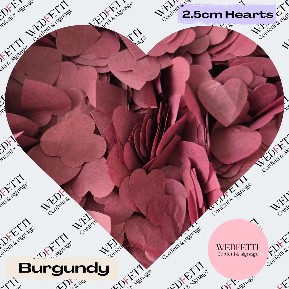 Biodegradable paper Confetti hearts - Burgundy