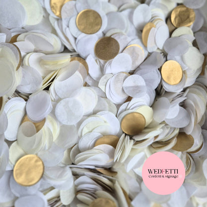 Circles Large 2.5cm Biodegradable - light Ivory White + Biodegradable Gold Coin
