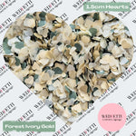 Paper Confetti hearts 1.5cm - Forest Ivory Gold
