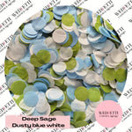 Circles Large 2.5cm Biodegradable - Deep Sage Dusty Blue White