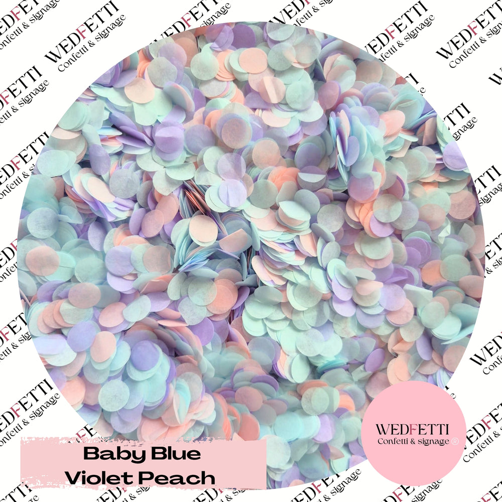 Slow falling paper Confetti - Baby Blue Violet Peach