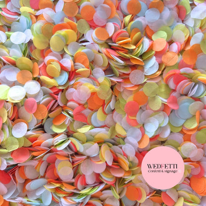 Slow falling paper Confetti - Rosey Red Orange Lime Yellow White BBlue