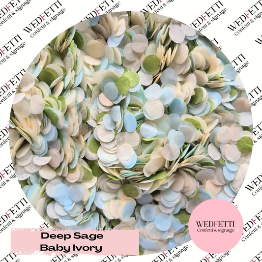 Slow falling paper Confetti - Deep Sage baby ivory
