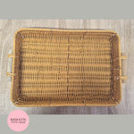 Large Tan Confetti Display Basket with Wooden Handles