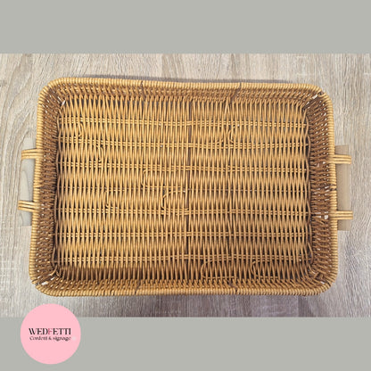 Large Tan Confetti Display Basket with Wooden Handles