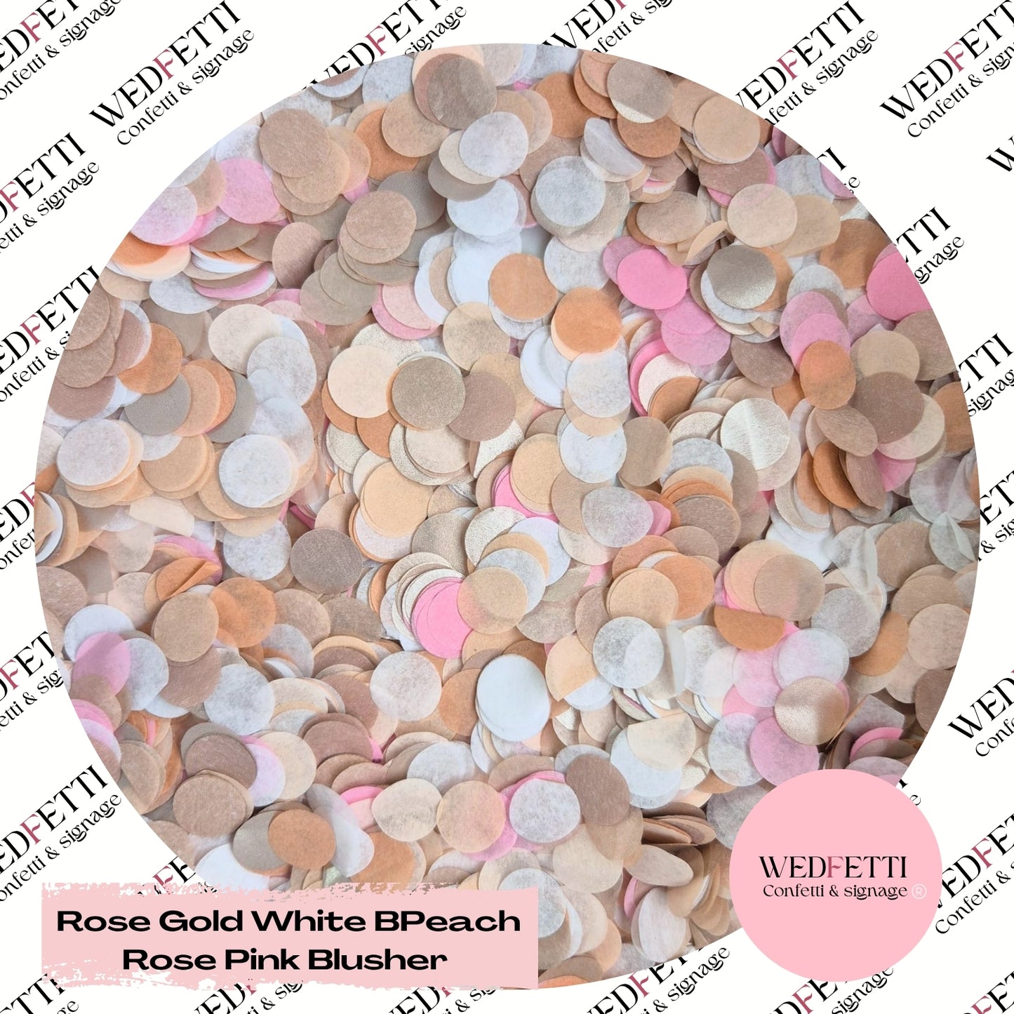 Slow falling paper Confetti - Rose Gold White BPeach Rose pink Blusher