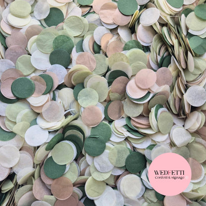 Circles Large 2.5cm Biodegradable - Light Rose Gold Light Ivory Light Sage Forest
