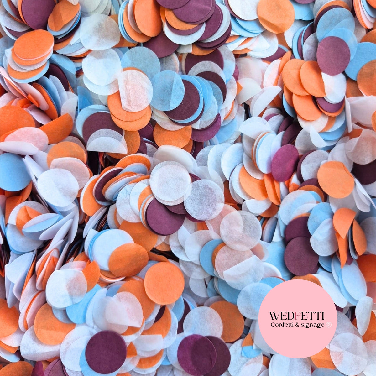 Circles Large 2.5cm Biodegradable -  Burnt Orange Plum Burgundy DB White