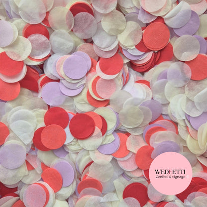 Circles Large 2.5cm Biodegradable - Light Ivory lavender 2 Red White