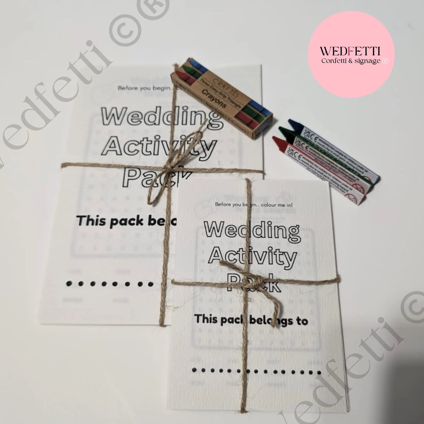 Kids Wedding style activity packs + Crayons WedFetti