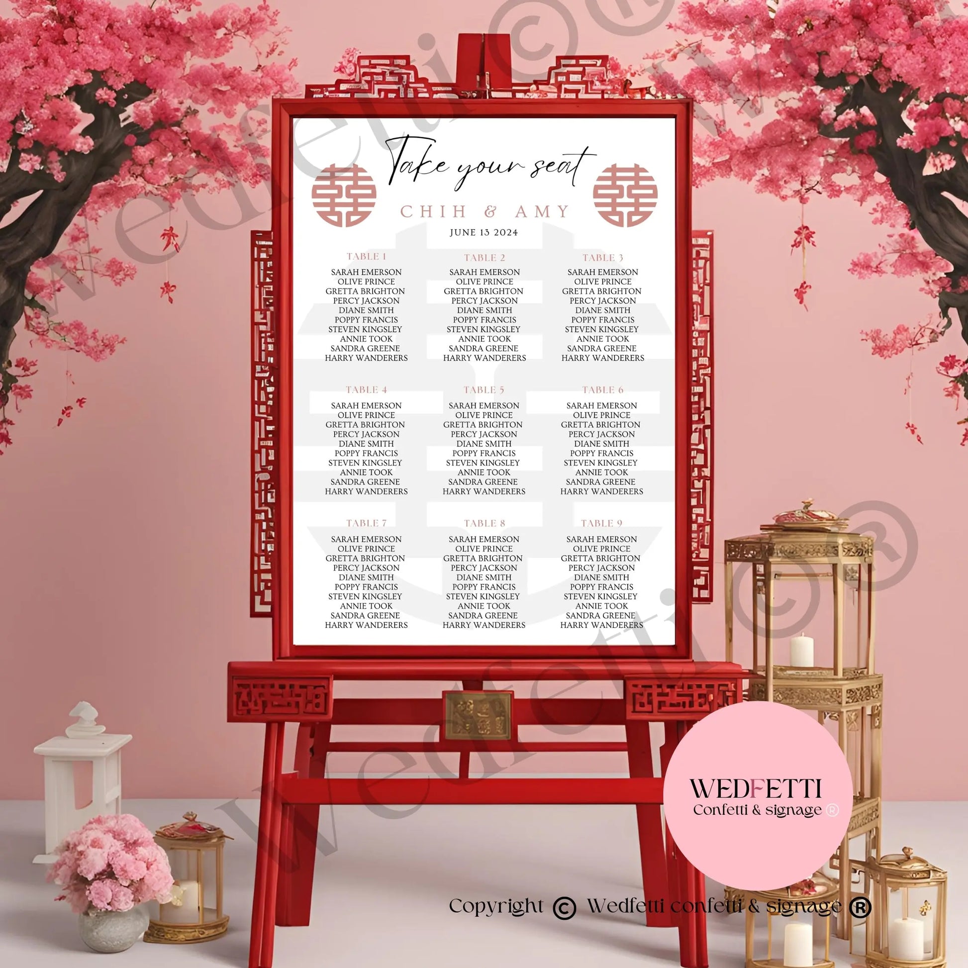 Seating plan Portrait WedFetti